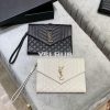 Replica YSL Saint Laurent Uptown Chain Wallet In Beige and Brown Canva 15