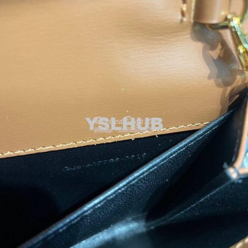 Replica YSL Saint Laurent Uptown Chain Wallet In Beige and Brown Canva 10