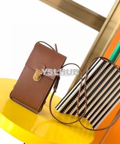 Replica YSL Saint Laurent Tuc Phone Pouch With Strap In Supple Calfski