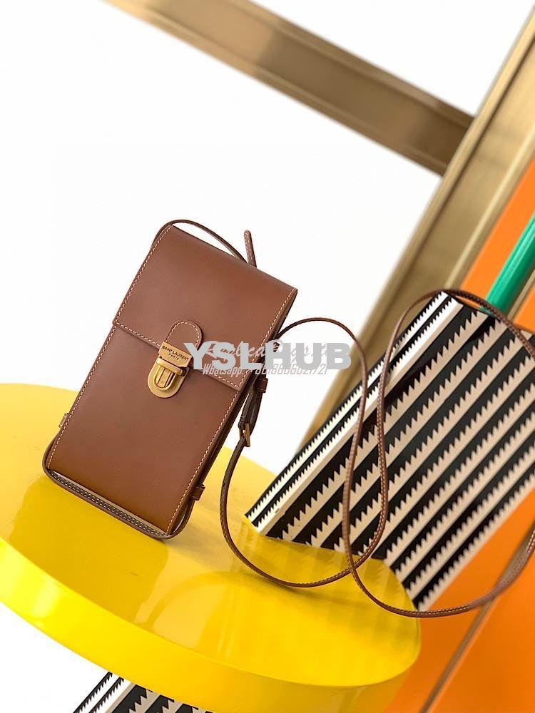 Replica YSL Saint Laurent Tuc Phone Pouch With Strap In Supple Calfski
