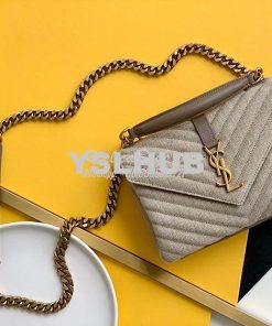 Replica YSL Saint Laurent College Medium In Quilted Linen Canvas And L