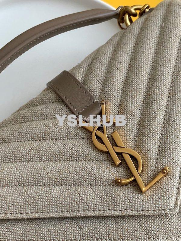 Replica YSL Saint Laurent College Medium In Quilted Linen Canvas And L 2