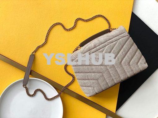 Replica YSL LouLou Medium in “Y” Quilted Linen Taupe 5749462 8