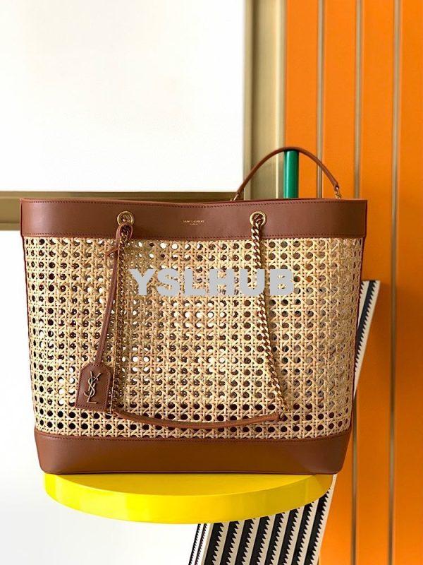 Replica YSL Saint Laurent E/W Shopping Bag in Woven Cane And Leather 6 3