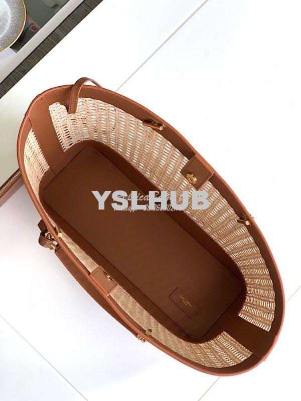 Replica YSL Saint Laurent E/W Shopping Bag in Woven Cane And Leather 6 8