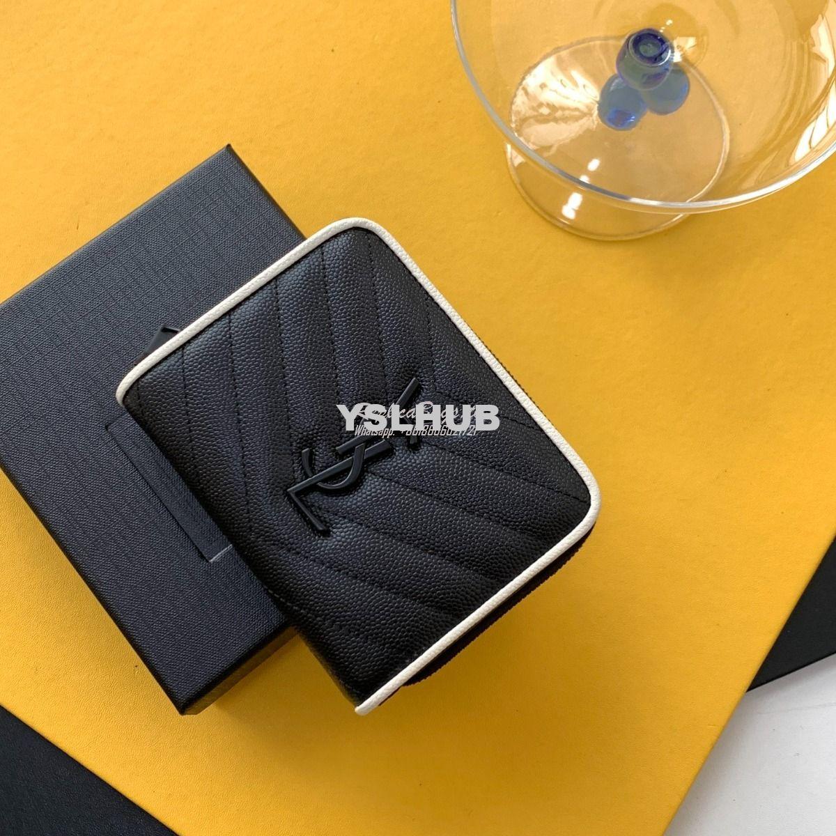 Replica YSL Saint Laurent Monogram compact zip around wallet in grain