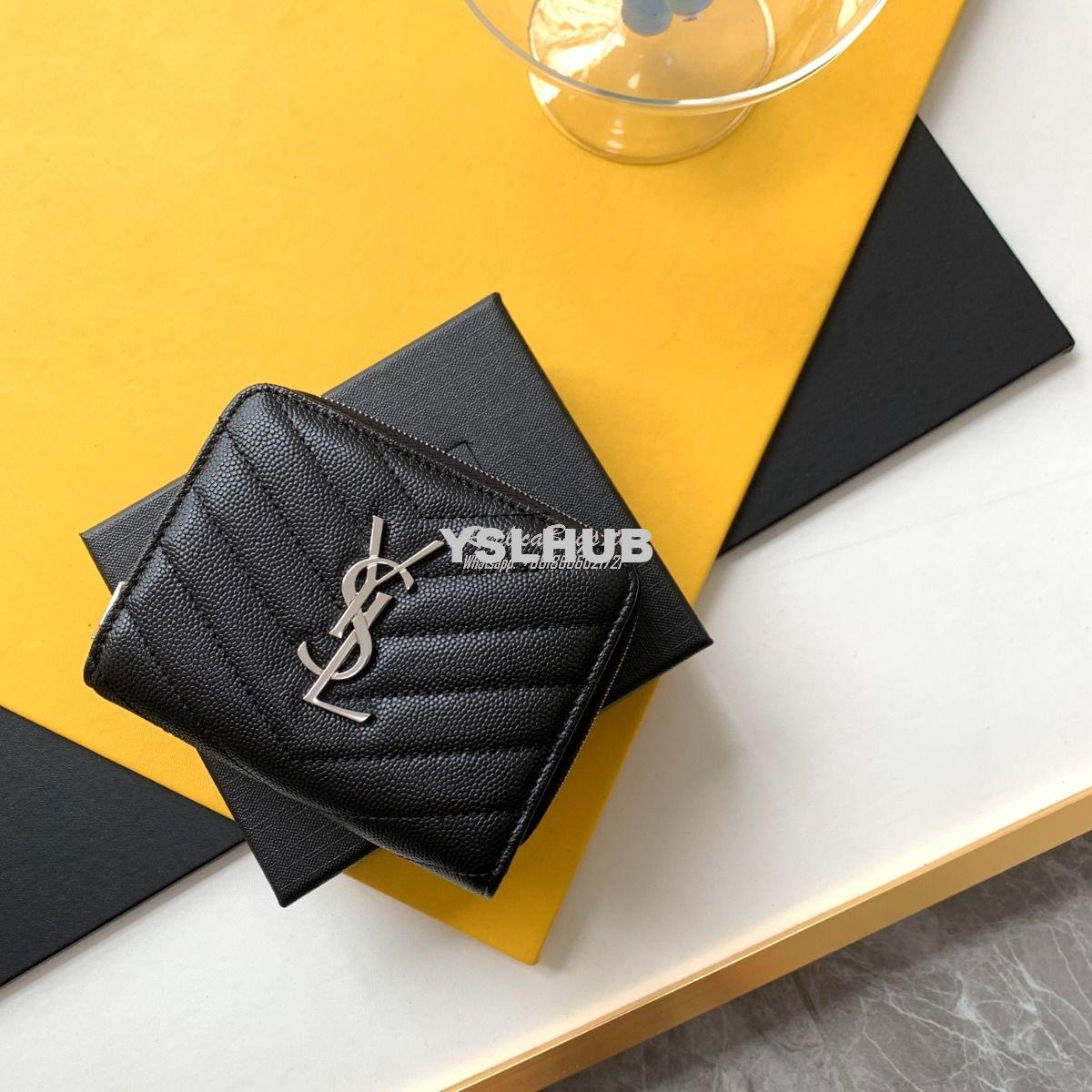 Replica YSL Saint Laurent Monogram compact zip around wallet in black 10