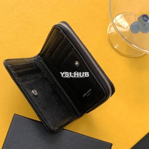 Replica YSL Saint Laurent Monogram compact zip around wallet in black 3