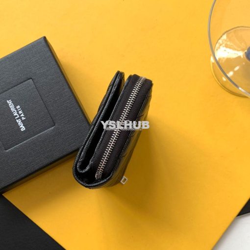 Replica YSL Saint Laurent Monogram compact zip around wallet in black 4