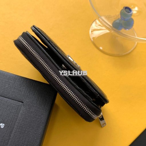 Replica YSL Saint Laurent Monogram compact zip around wallet in black 5