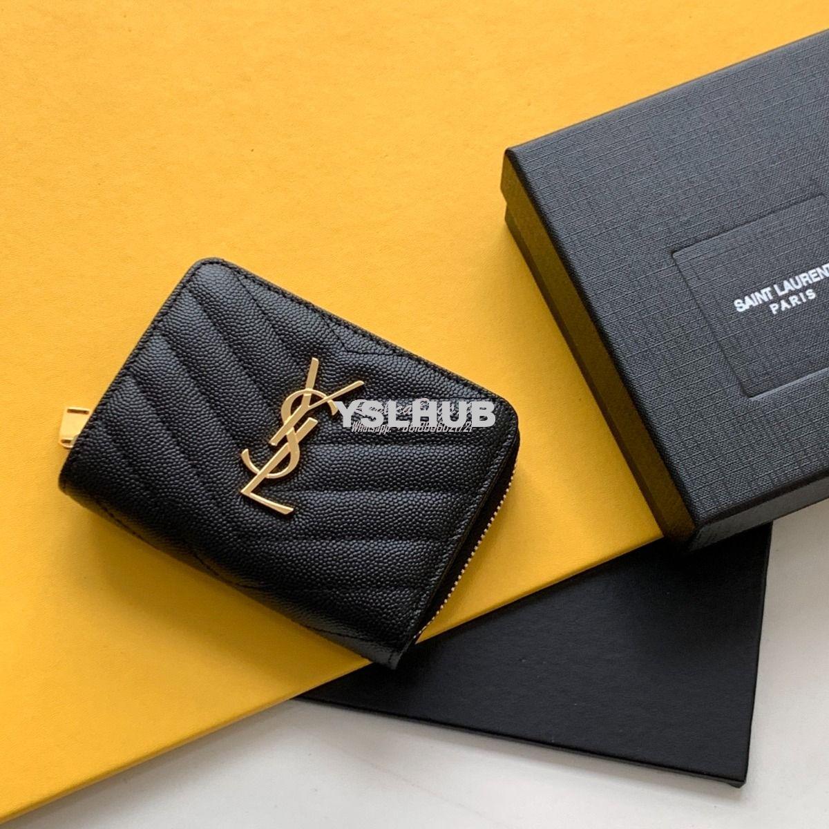 Replica YSL Saint Laurent Monogram compact zip around wallet in black