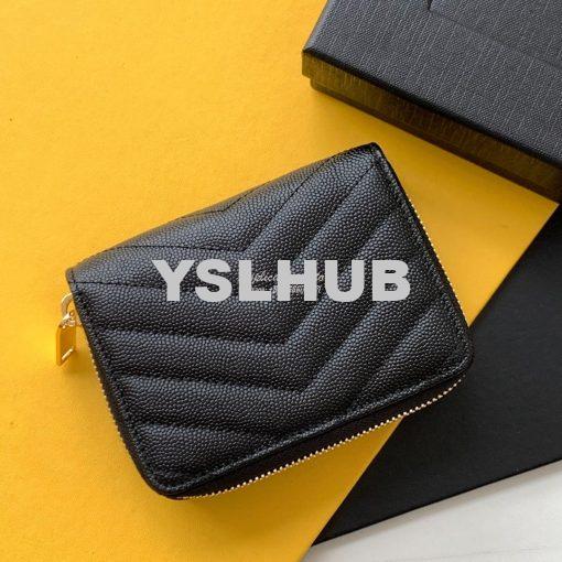 Replica YSL Saint Laurent Monogram compact zip around wallet in black 3