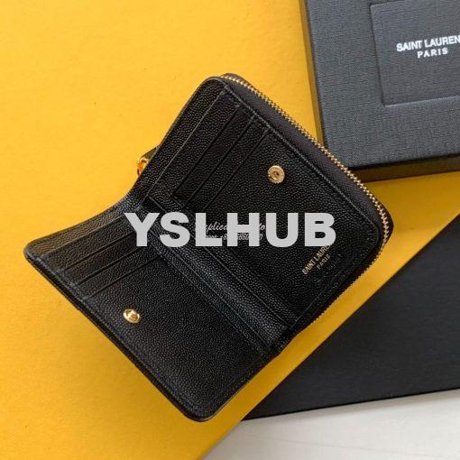 Replica YSL Saint Laurent Monogram compact zip around wallet in black 4