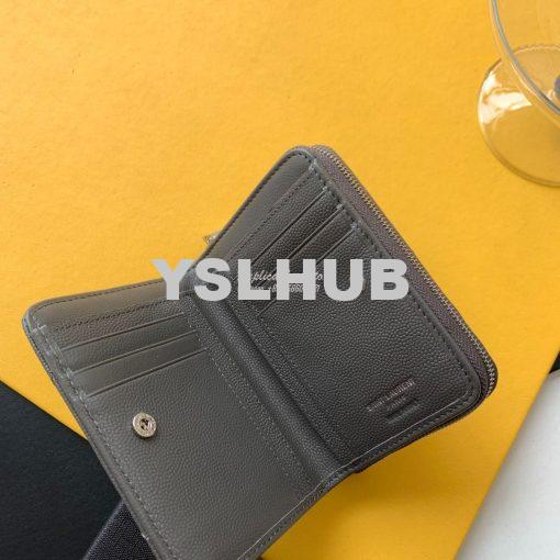 Replica YSL Saint Laurent Monogram compact zip around wallet in grey g 3