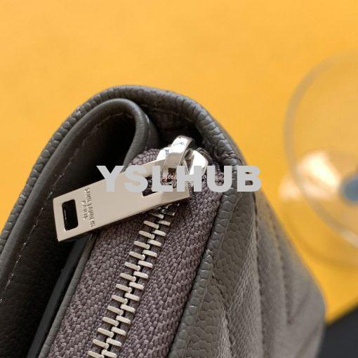 Replica YSL Saint Laurent Monogram compact zip around wallet in grey g 6