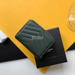 Replica YSL Saint Laurent Monogram compact zip around wallet in green
