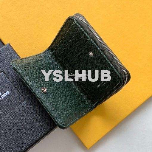 Replica YSL Saint Laurent Monogram compact zip around wallet in green 3