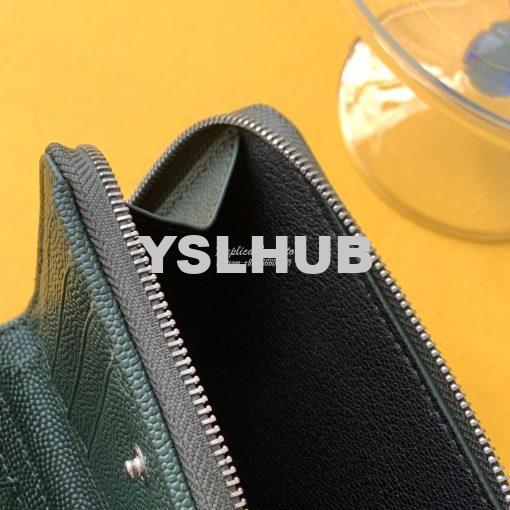 Replica YSL Saint Laurent Monogram compact zip around wallet in green 7