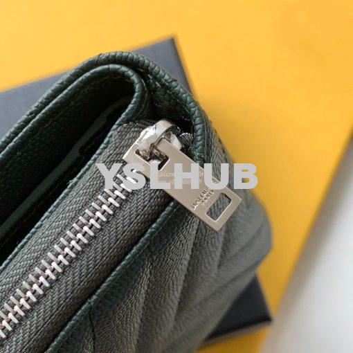Replica YSL Saint Laurent Monogram compact zip around wallet in green 9