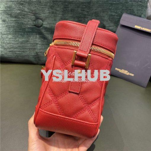 Replica YSL Saint Laurent 80's vanity bag in rouge eros carré-quilted 4