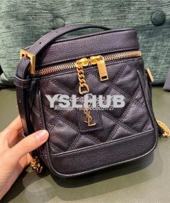 Replica YSL Saint Laurent 80's vanity bag in black carré-quilted grain