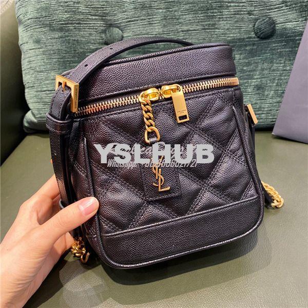 Replica YSL Saint Laurent 80's vanity bag in black carré-quilted grain