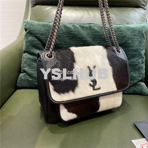 Replica YSL Saint Laurent Niki Pony Hair white and black Shoulder Bag 2