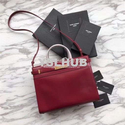 Replica YSL Saint Laurent Manhattan small shopping in Rouge smooth lea 2