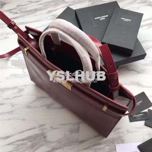 Replica YSL Saint Laurent Manhattan small shopping in Rouge smooth lea 3