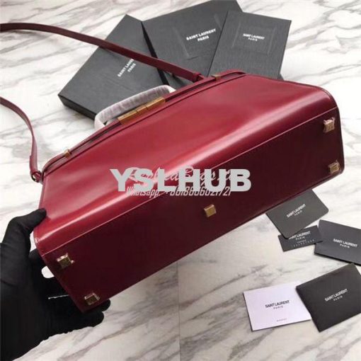 Replica YSL Saint Laurent Manhattan small shopping in Rouge smooth lea 4