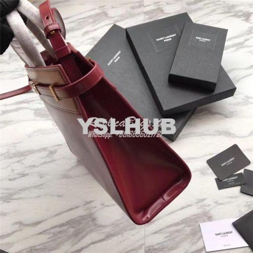 Replica YSL Saint Laurent Manhattan small shopping in Rouge smooth lea 5