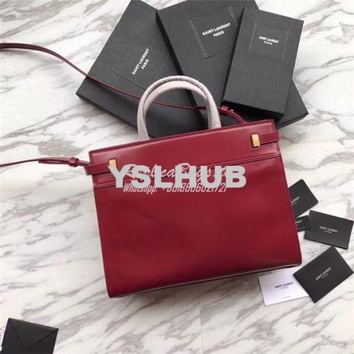 Replica YSL Saint Laurent Manhattan small shopping in Rouge smooth lea 7
