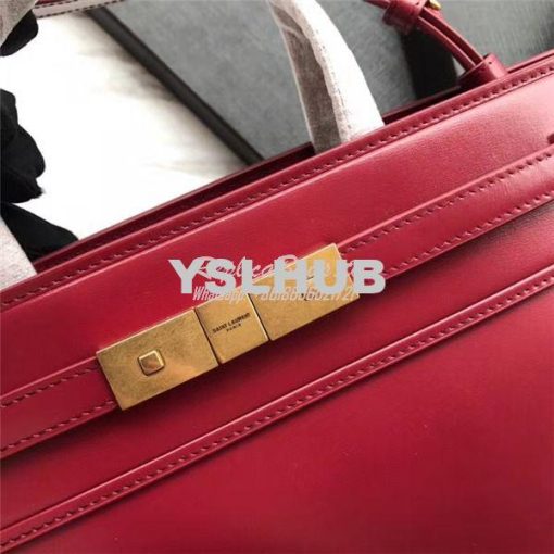 Replica YSL Saint Laurent Manhattan small shopping in Rouge smooth lea 8