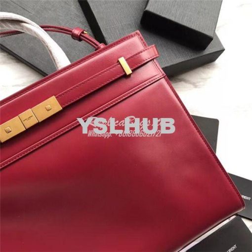Replica YSL Saint Laurent Manhattan small shopping in Rouge smooth lea 9