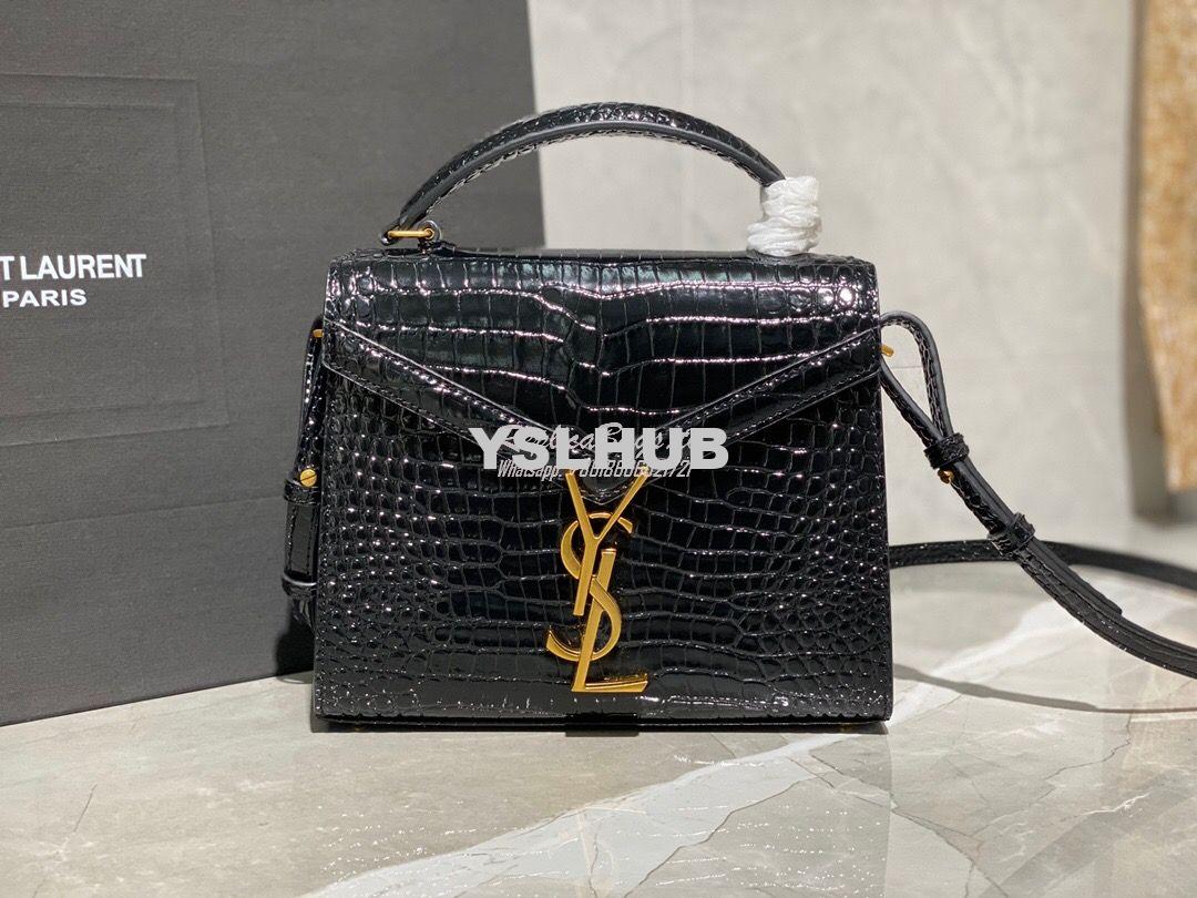 Replica YSL Saint Laurent Cassandra Mini Top Handle Bag In Crocodile E