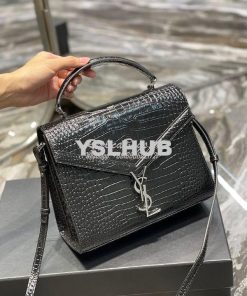 Replica YSL Saint Laurent Cassandra Medium Top Handle Bag In Shiny Cro 2