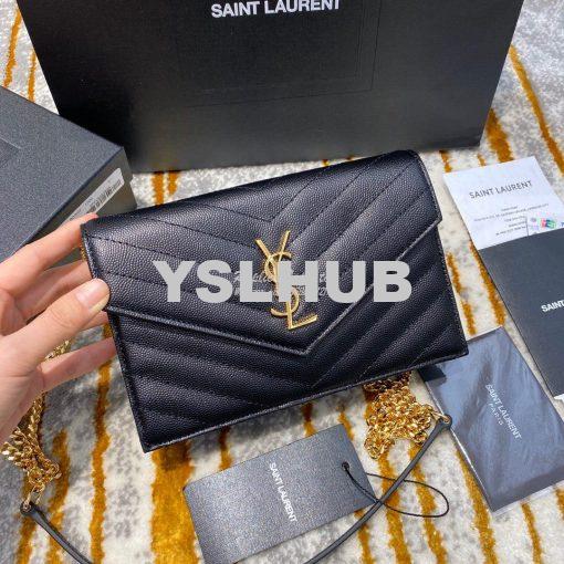 Replica YSL Saint Laurent Envelope Chain Wallet Grain De Poudre 393953 2