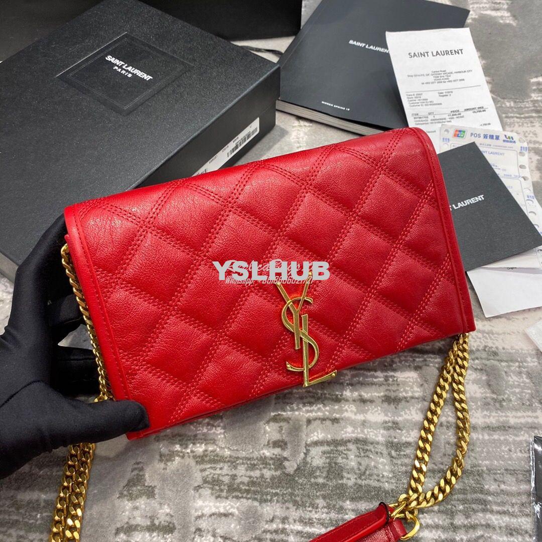 Replica YSL Saint Laurent Becky Chain Wallet In Diamond-quilted Lambsk 14