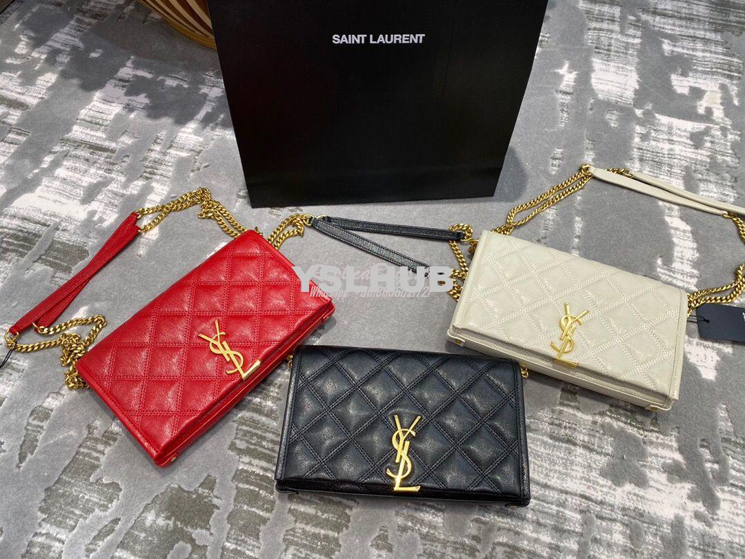 Replica YSL Saint Laurent Becky Chain Wallet In Diamond-quilted Lambsk 12
