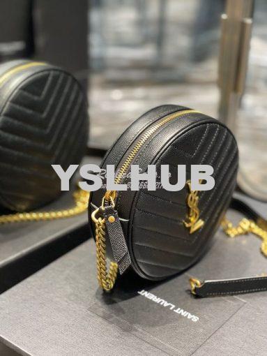 Replica YSL Yves Saint Laurent Vinyle Round Camera Bag In Chevron-quil 3