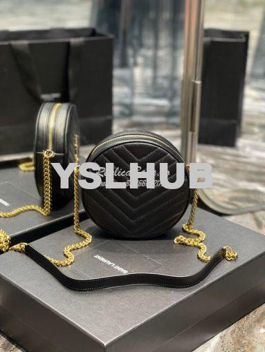 Replica YSL Yves Saint Laurent Vinyle Round Camera Bag In Chevron-quil 6