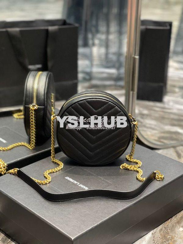 Replica YSL Yves Saint Laurent Vinyle Round Camera Bag In Chevron-quil 6