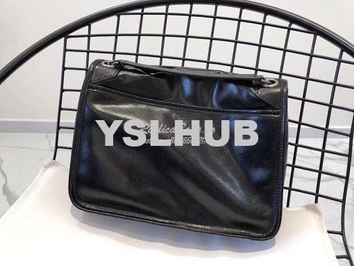 Replica Yves Saint Laurent YSL Niki Medium in Metallic Leather Black 9