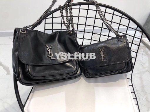 Replica Yves Saint Laurent YSL Niki Medium in Metallic Leather Black 10