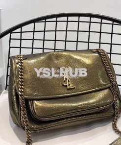 Replica Yves Saint Laurent YSL Niki Medium in Metallic Leather Champag