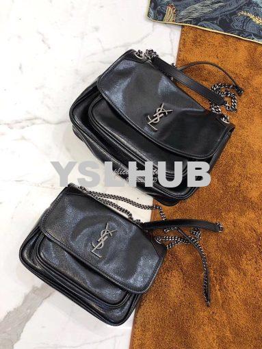 Replica Yves Saint Laurent YSL Niki Baby in Metallic Leather Black 2