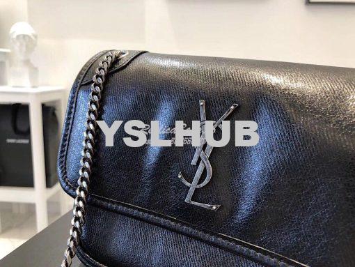 Replica Yves Saint Laurent YSL Niki Baby in Metallic Leather Black 5