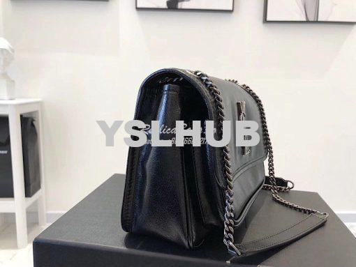 Replica Yves Saint Laurent YSL Niki Baby in Metallic Leather Black 6