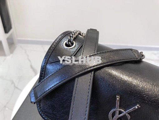 Replica Yves Saint Laurent YSL Niki Baby in Metallic Leather Black 7