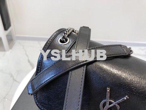Replica Yves Saint Laurent YSL Niki Baby in Metallic Leather Black 7